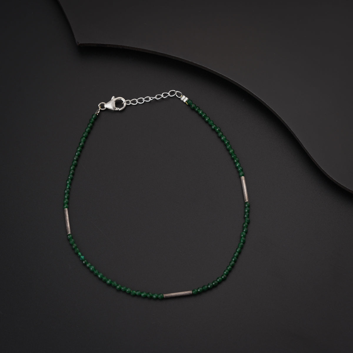 Green Onyx Silver Anklet