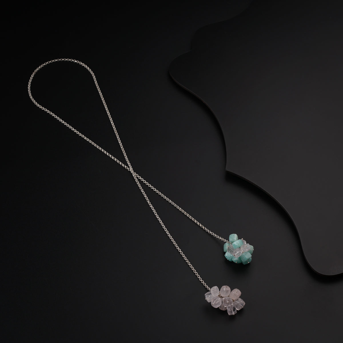 Silver Tie & Wear Necklace with Semi Precious Stones