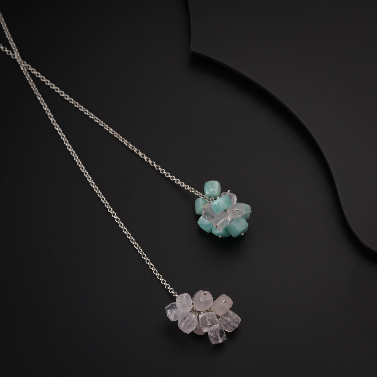 Silver Tie & Wear Necklace with Semi Precious Stones