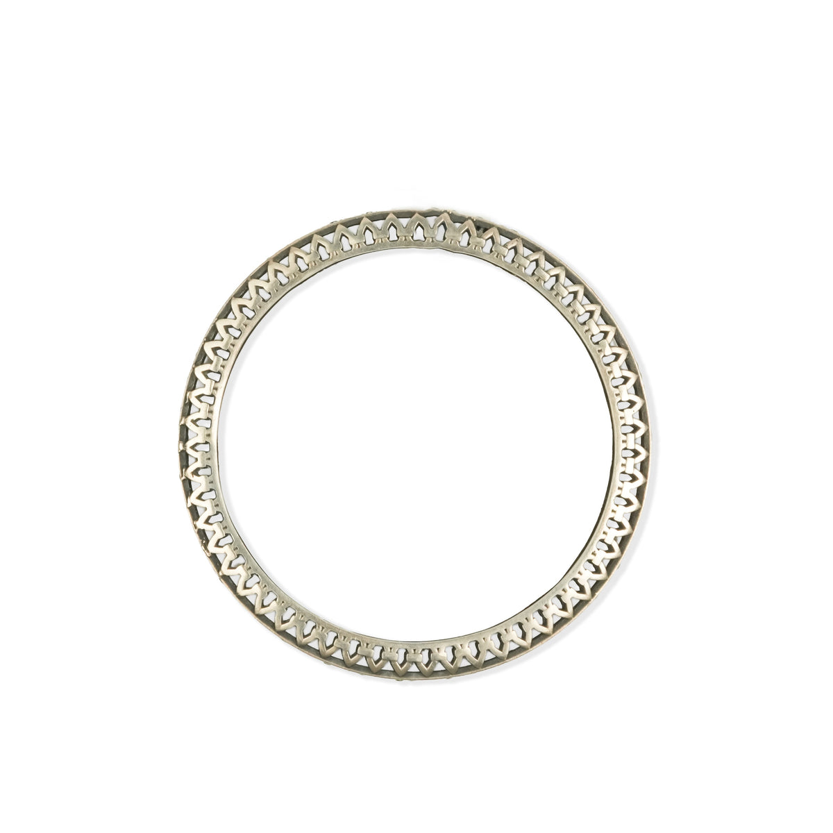 Oxidised Silver Filigree Bangle with Green Stones