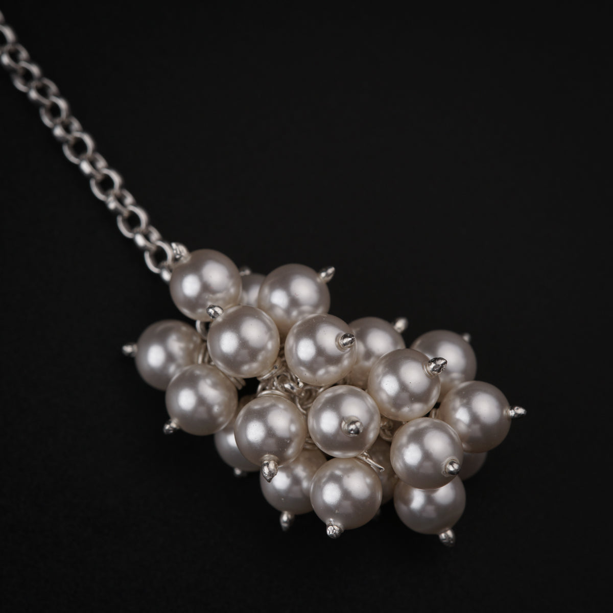 Silver Tie & Wear Necklace with Pearls and Semi Precious Stones