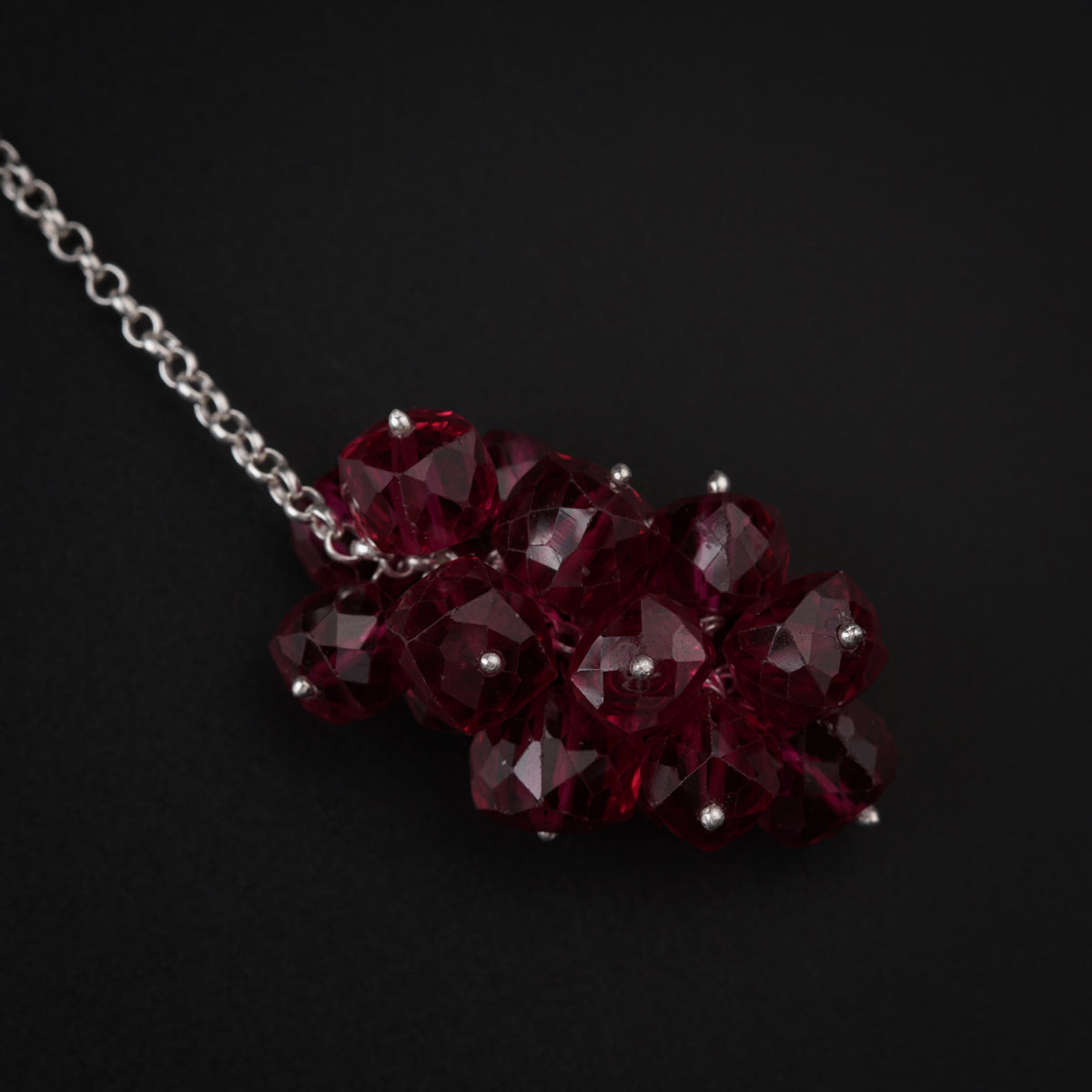 Silver Tie & Wear Necklace with Ruby & Crystals