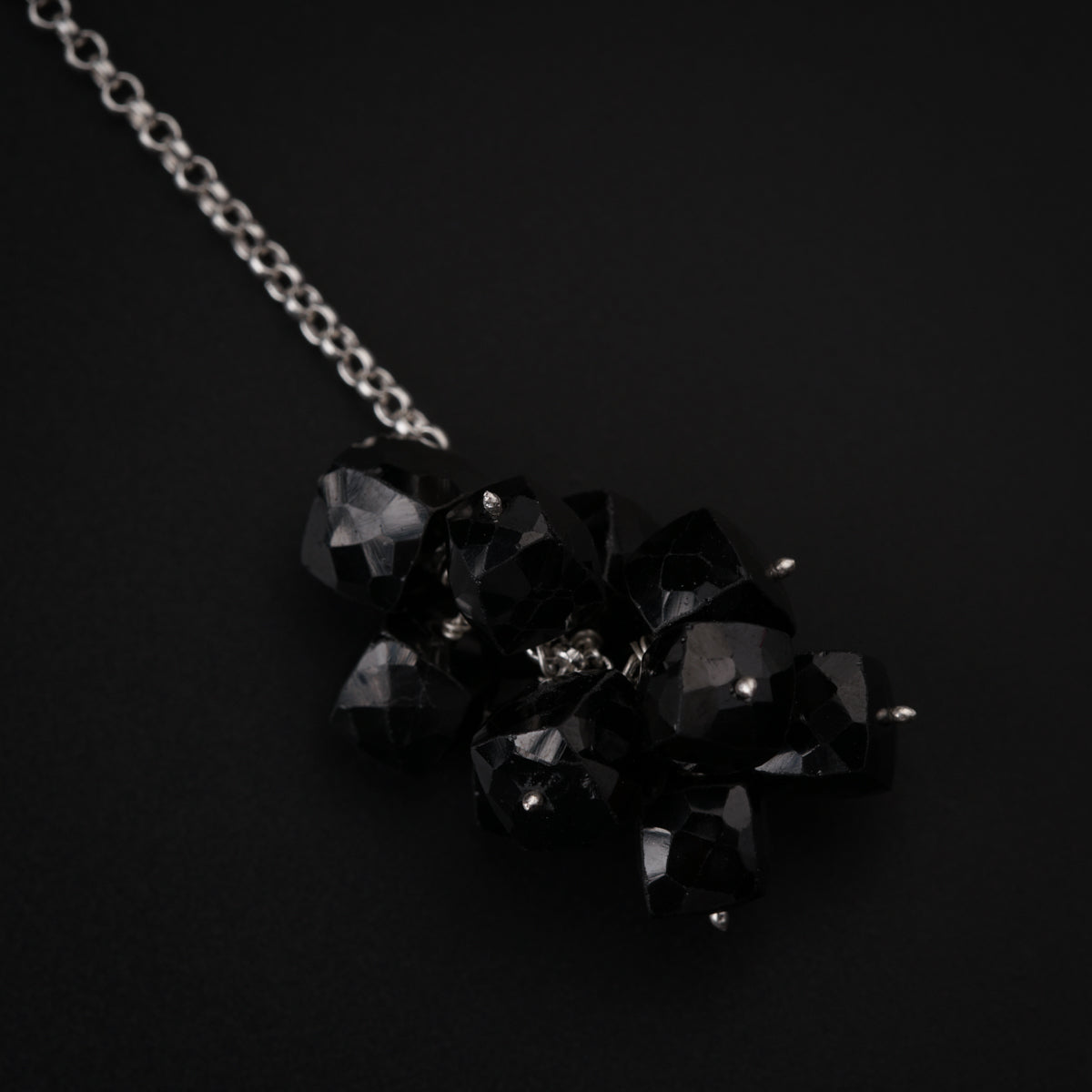 Silver Tie & Wear Necklace with Pearls & Black Onyx