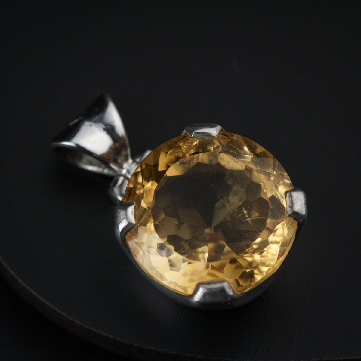 Silver Pendant with Citrine Faceted Stone