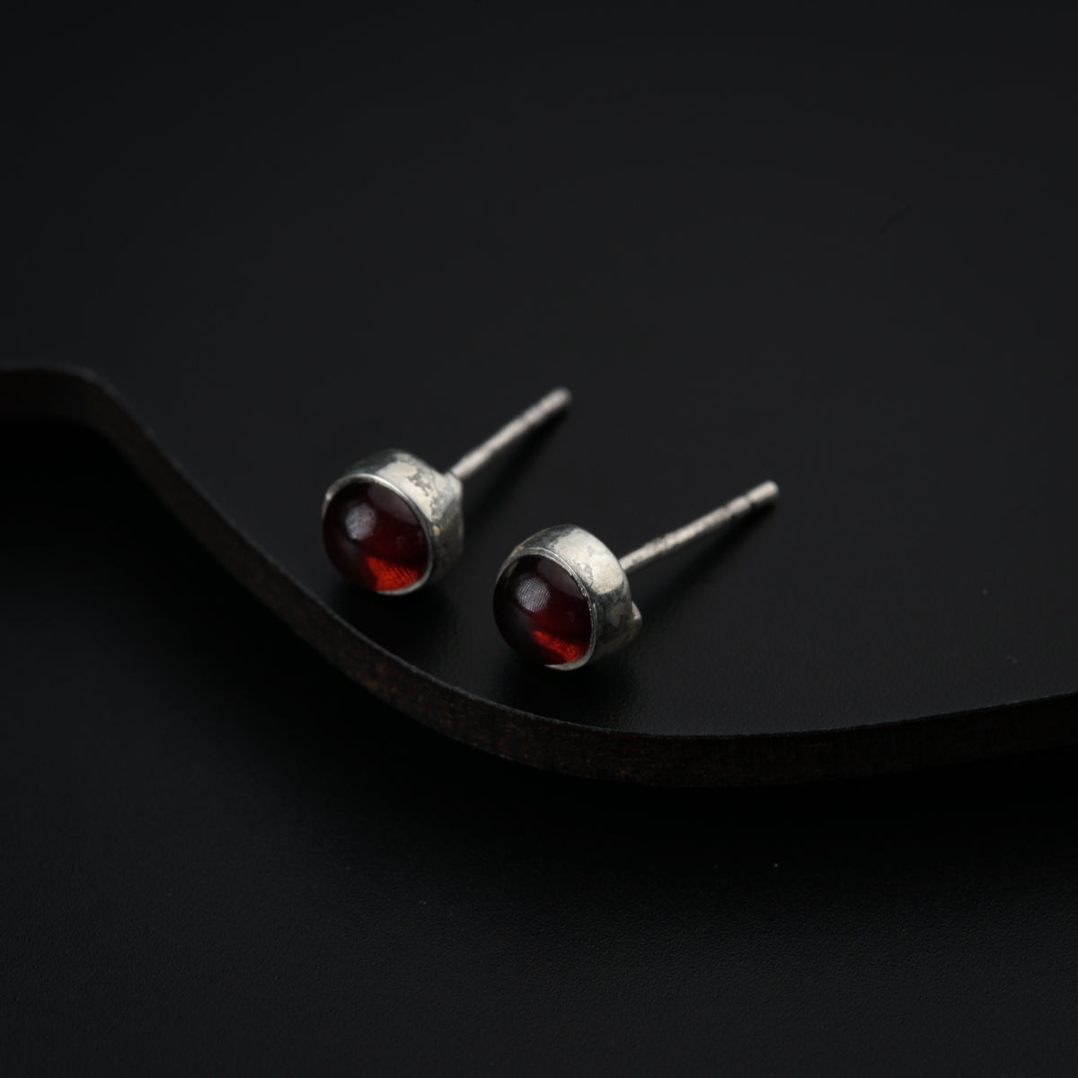 Tiny Round Studs with Ruby | 92.5 Silver