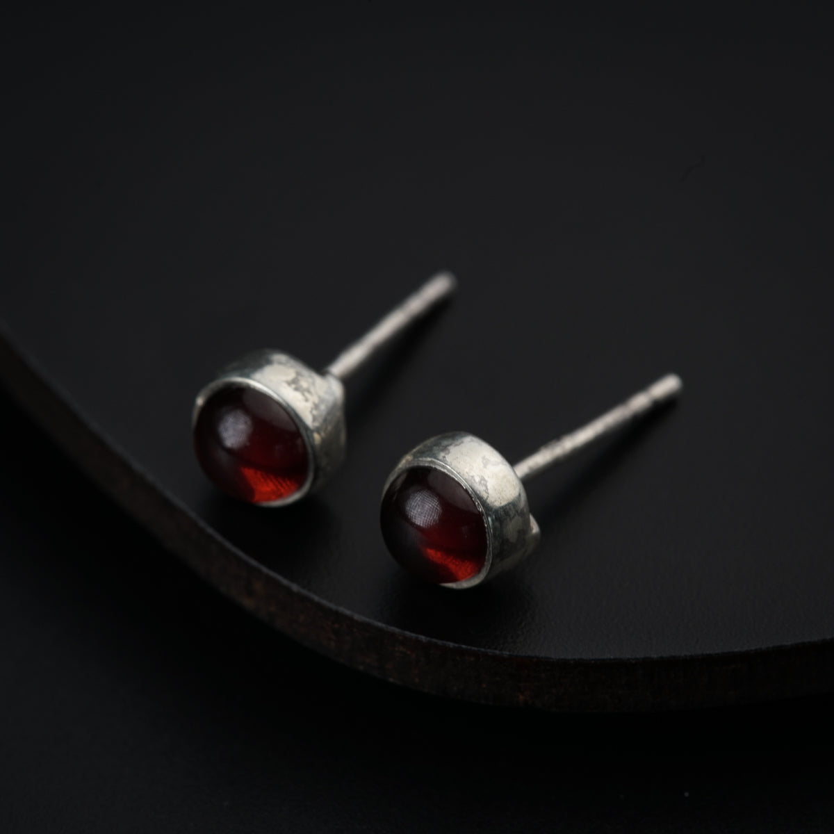 Tiny Round Studs with Ruby | 92.5 Silver