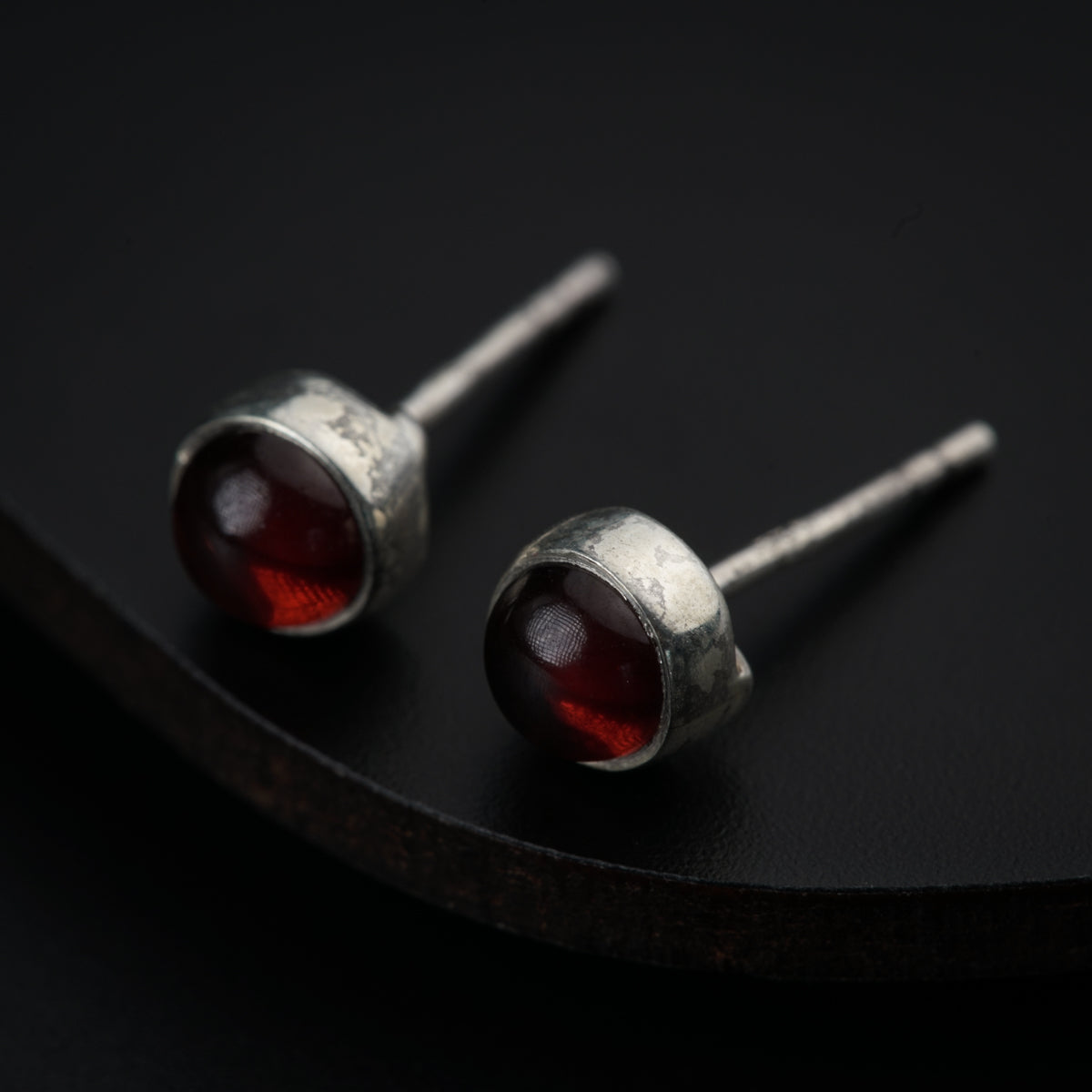 Tiny Round Studs with Ruby | 92.5 Silver