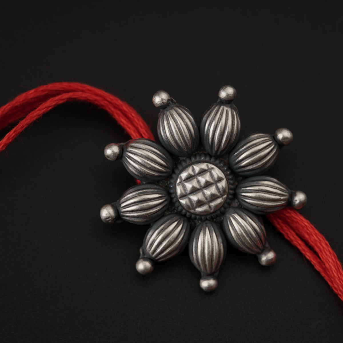 Handcrafted Silver Rakhi/Pendant: Big Flower