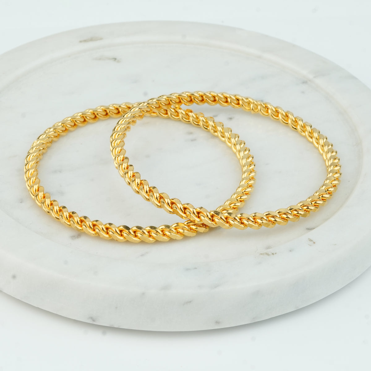 22K Gold Plated Fashion Twisted Bangle (Pair)