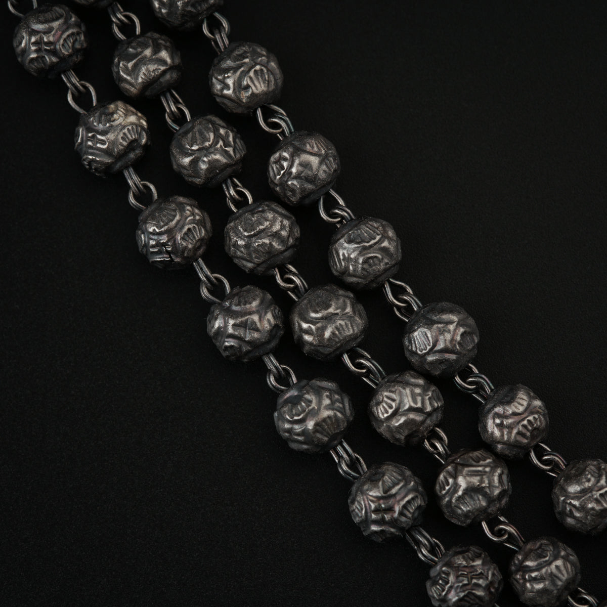 Mohan maal : Classic Maharashtrian Necklace 3 layers , oxidised silver finish