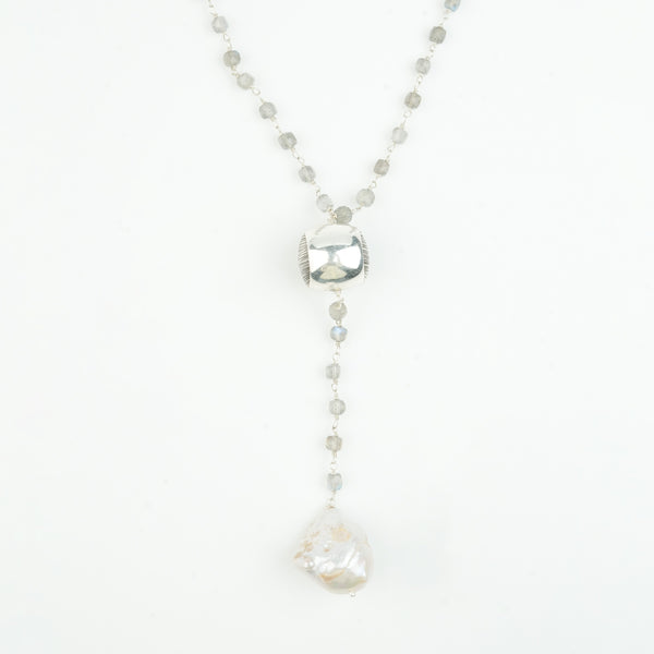 Baroque Pearl & Labradorite Y Necklace (Project Handmade)