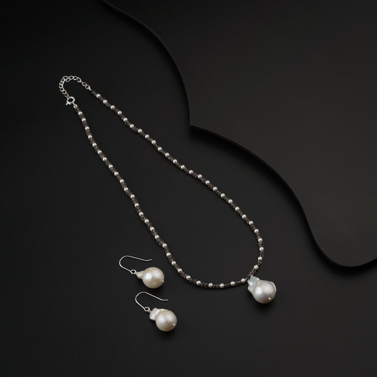 Handmade Smokey Quartz and Pearls Set