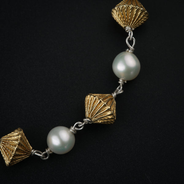 Silver Bead Ganthan with Pearls (20 Inches)
