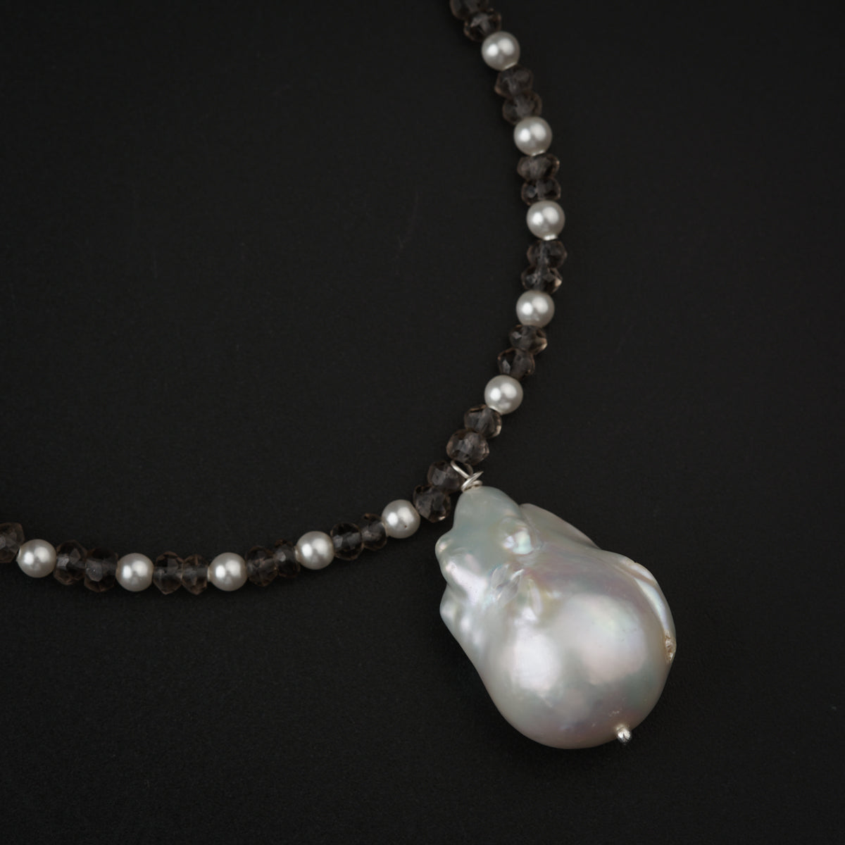 Handmade Smokey Quartz and Pearls Set
