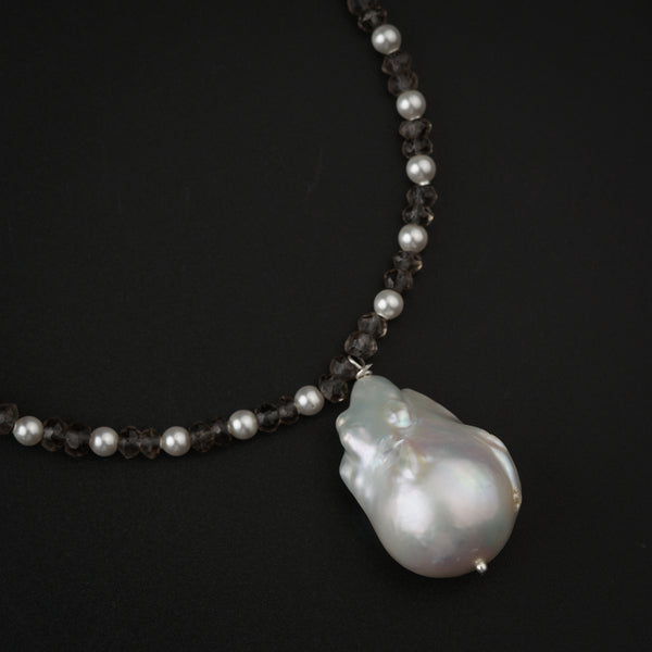 Handmade Smokey Quartz and Pearls Set