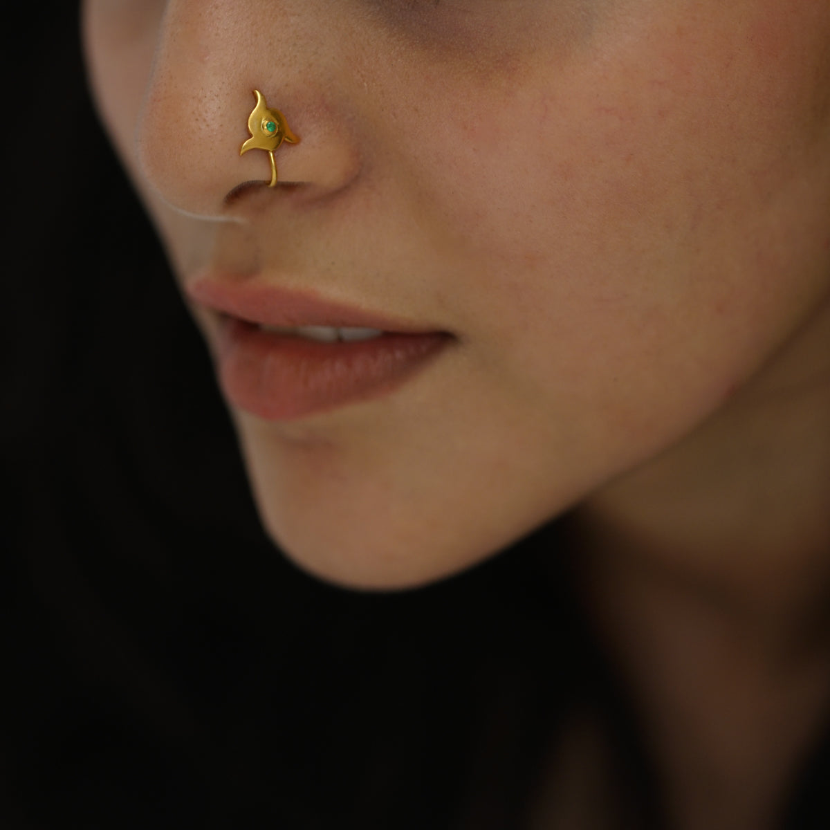 Silver Nakshatra Nose pin (Clip on, Gold Plated)