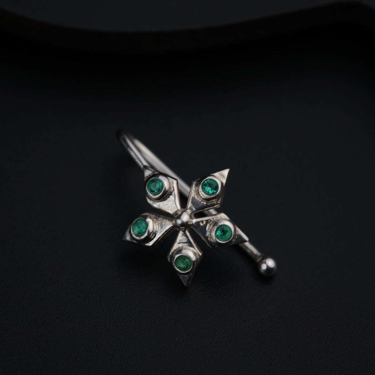 Silver Nakshatra Nose pin (Clip on)