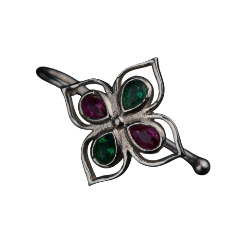 Silver Nakshatra Nose pin (Clip on)