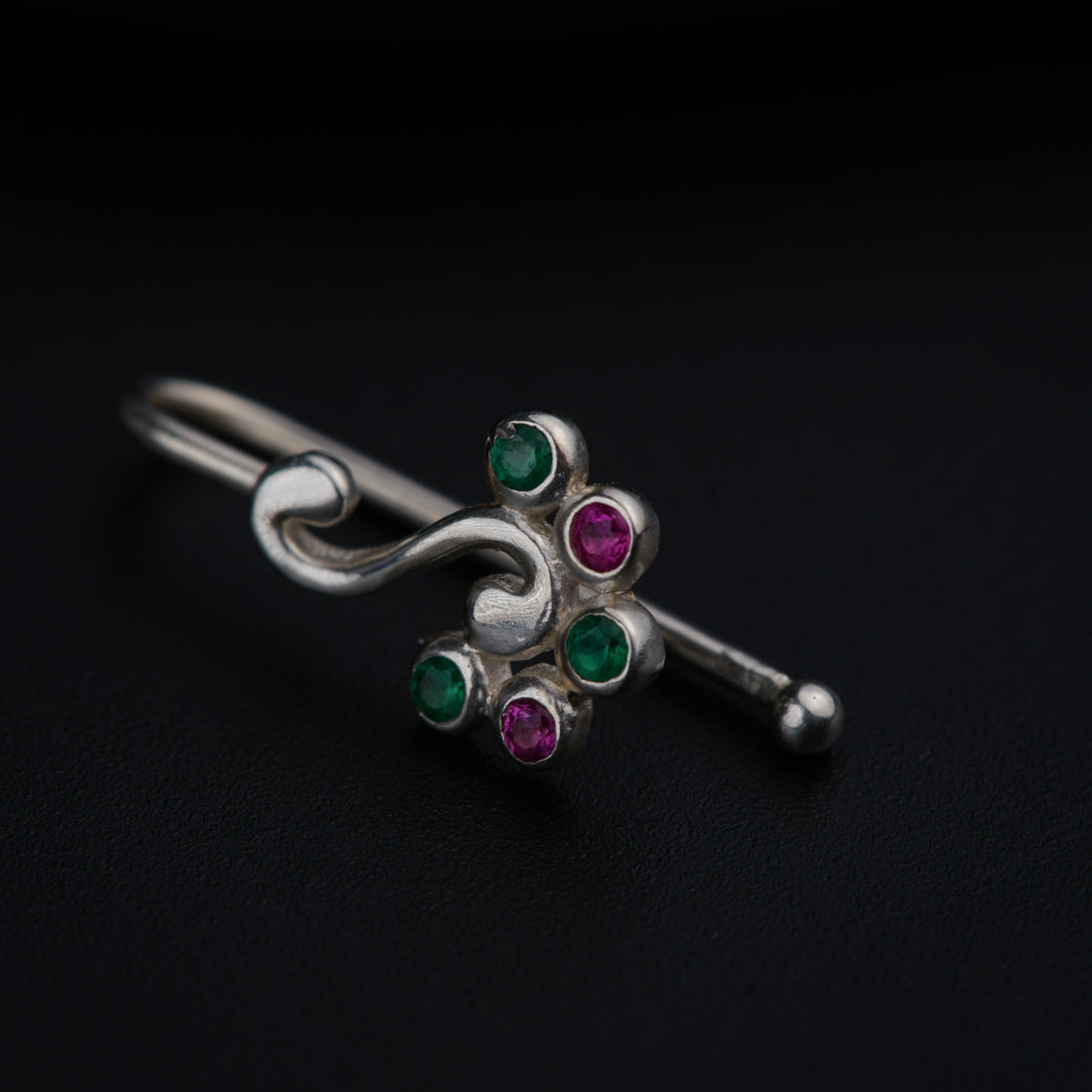 Silver Nakshatra Nose pin (Clip on)