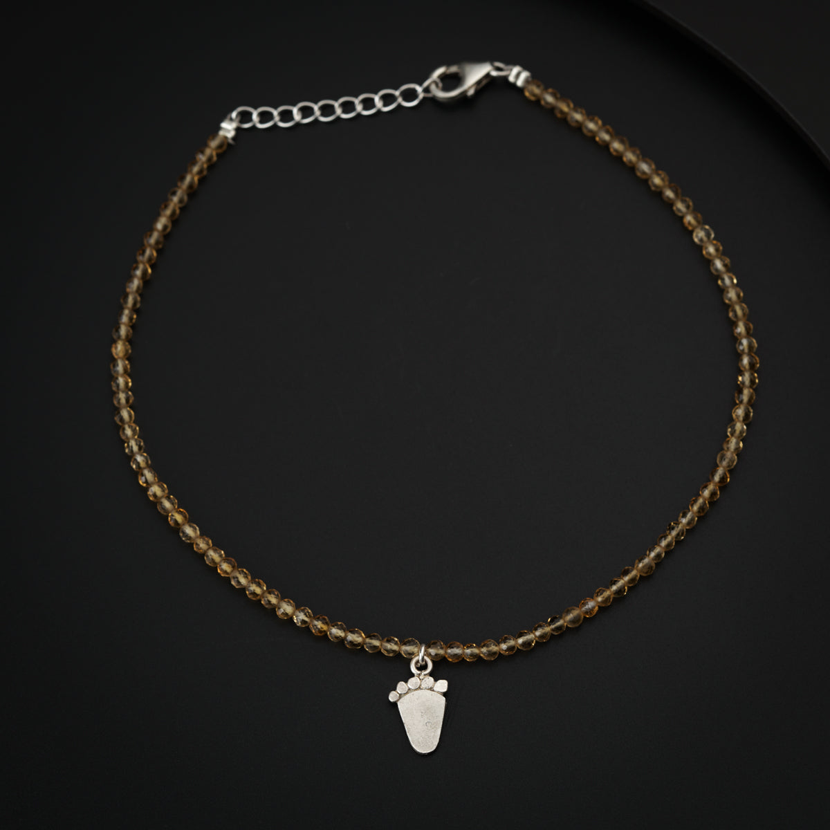 Citrine Silver Paul Anklet