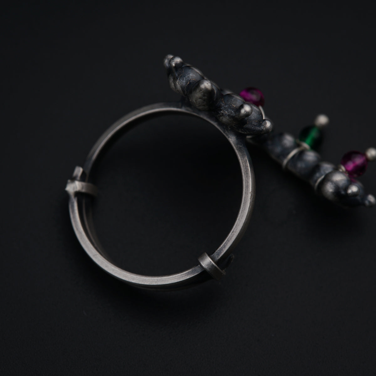 a close up of a ring on a table