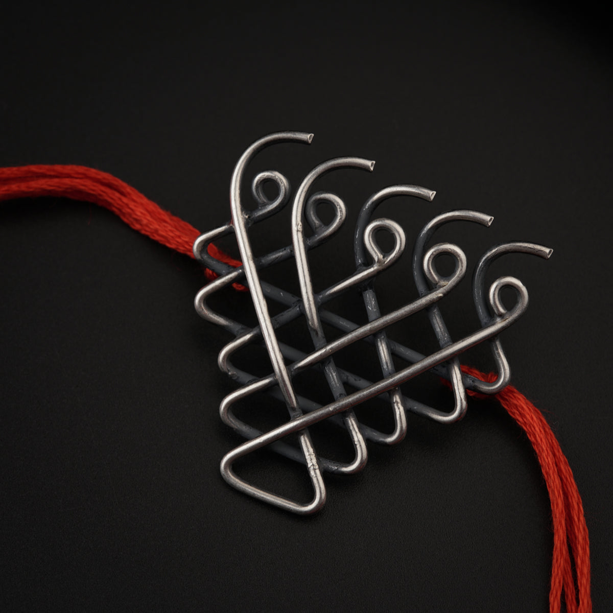 Silver Saraswati Rakhi/Pendant ( Motif size : Medium )