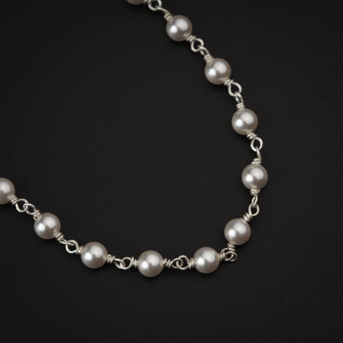 Silver Necklace with Pearls