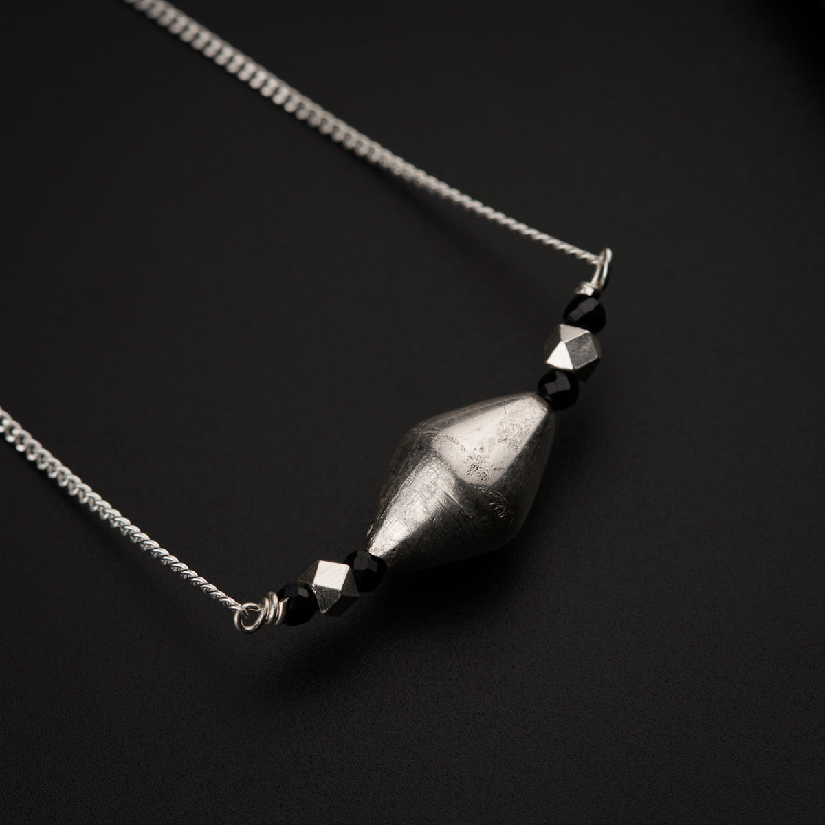 Silver Mangalsutra with dholki motif