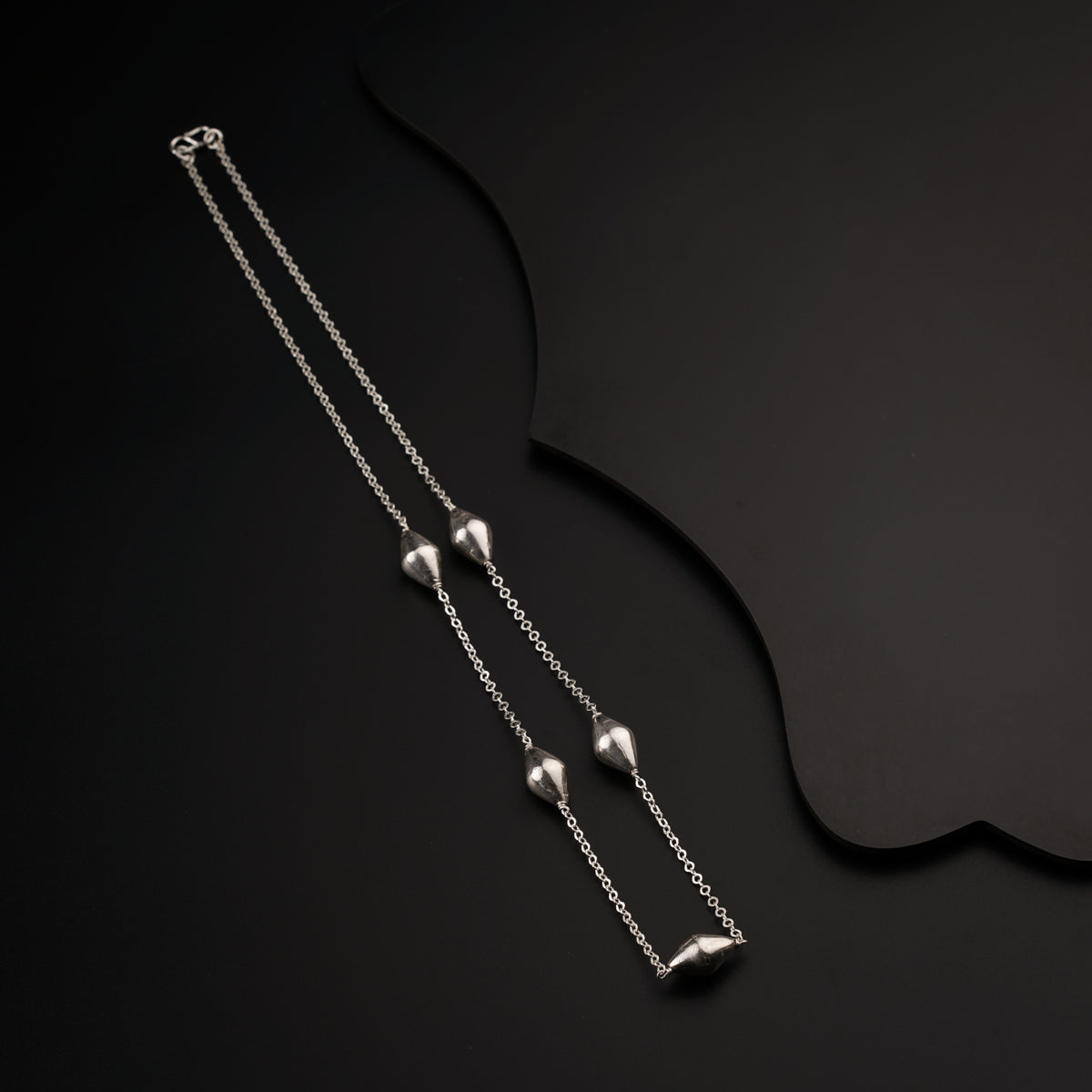Silver Necklace with Dholaki Beads