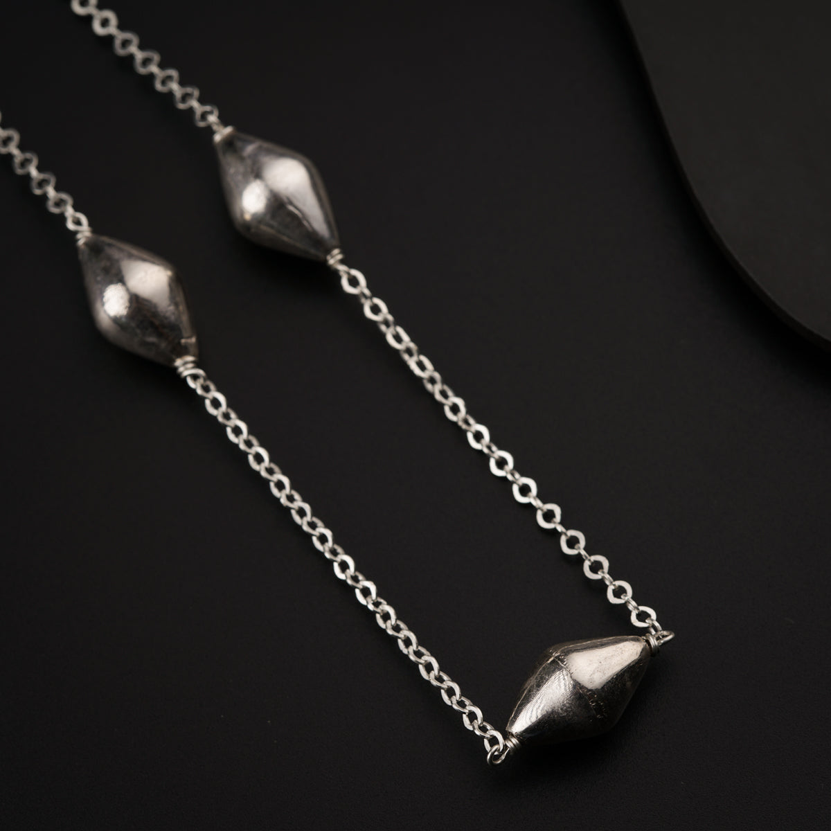 Silver Necklace with Dholaki Beads