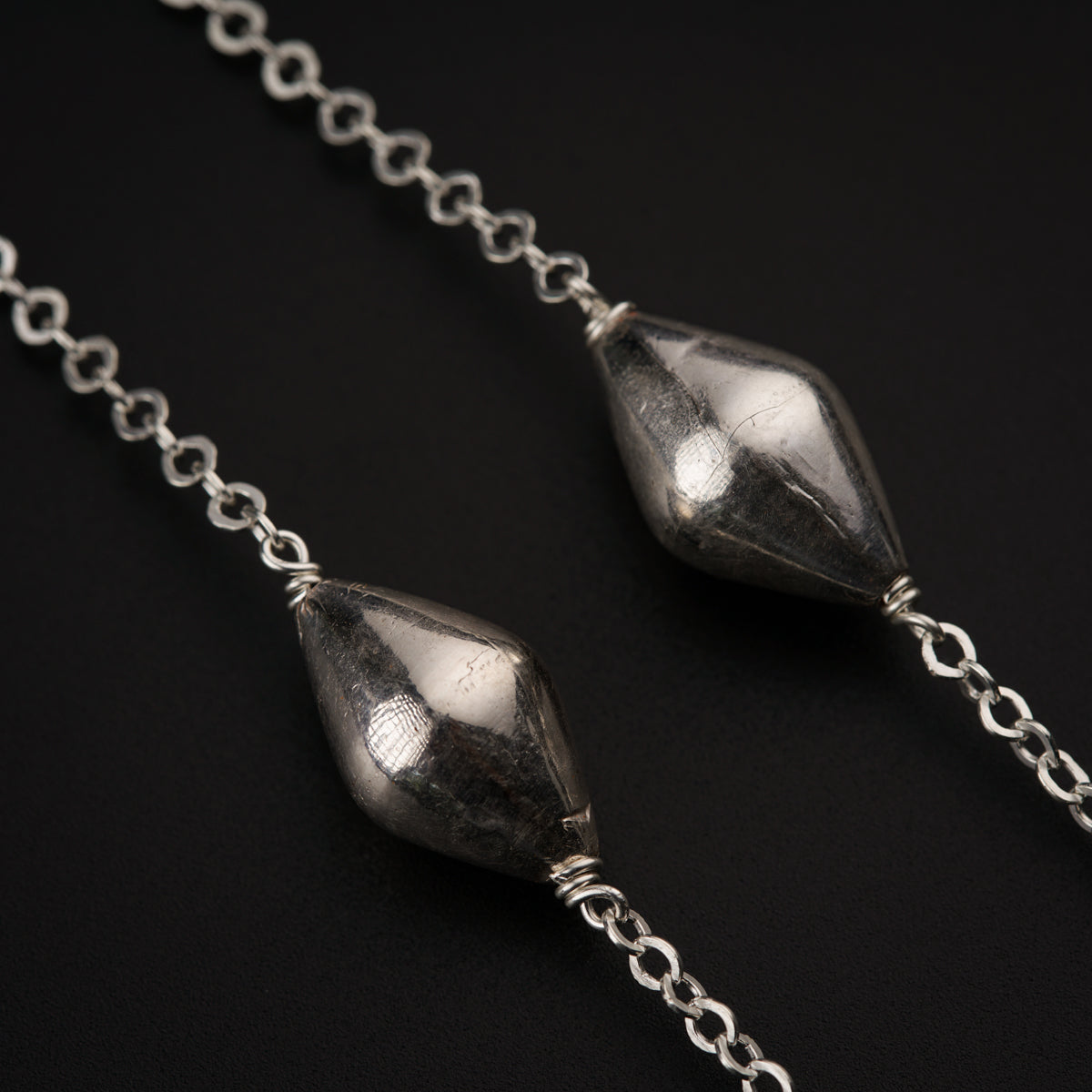 Silver Necklace with Dholaki Beads