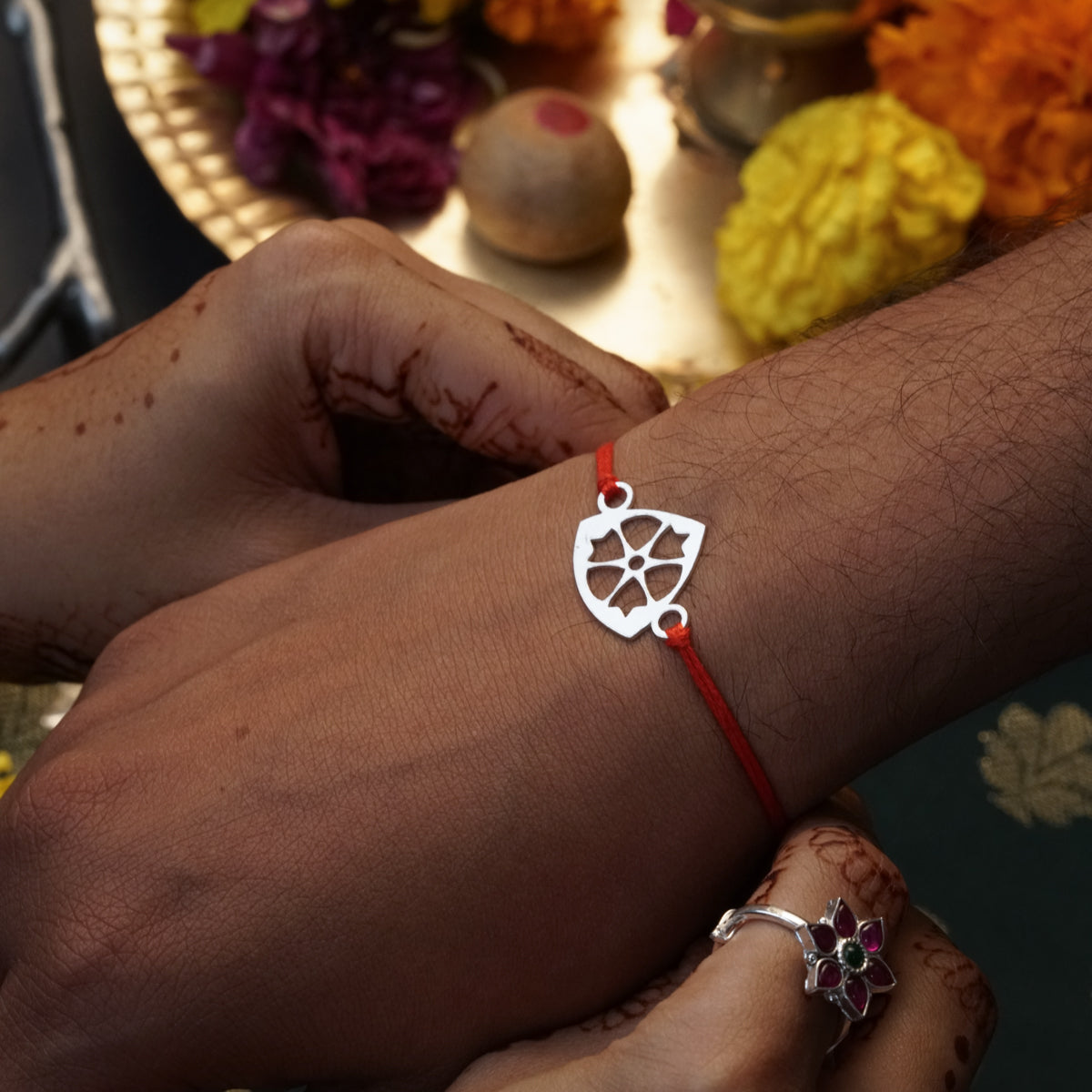 Silver Laser cut Rakhi
