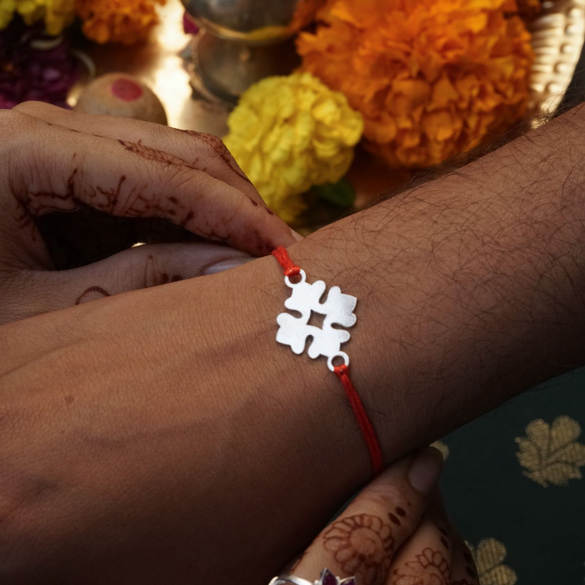 Silver Laser cut Rakhi
