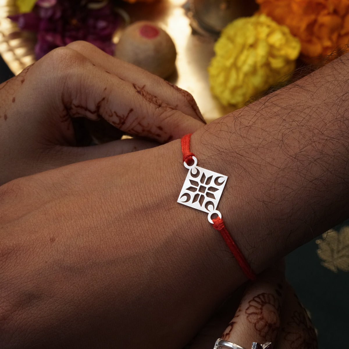 Silver Laser cut Rakhi