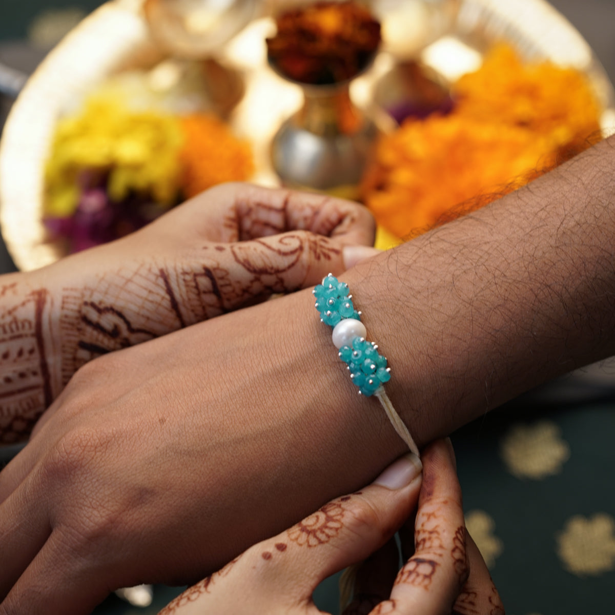 Handmade Jade and Pearl Rakhi