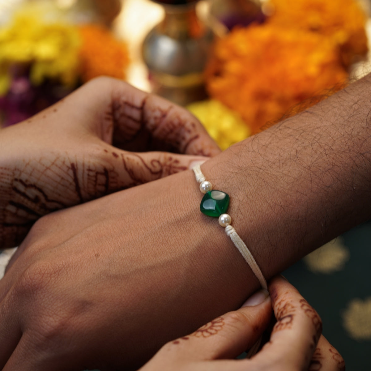 Handmade Green Onyx Rakhi