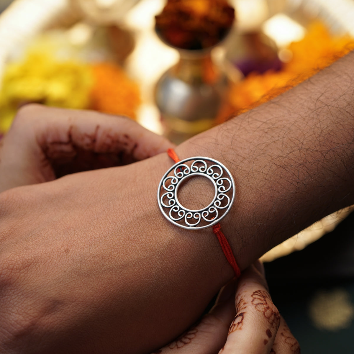 Silver Round Rakhi/Pendant