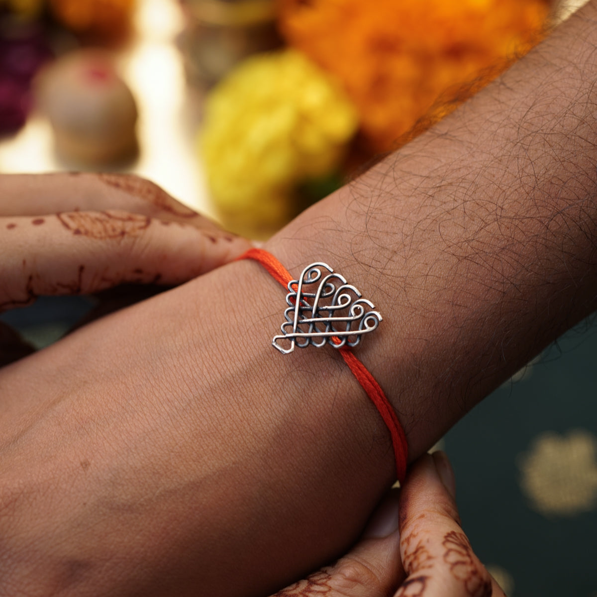 Silver Saraswati Rakhi/Pendant ( Motif size : Small )