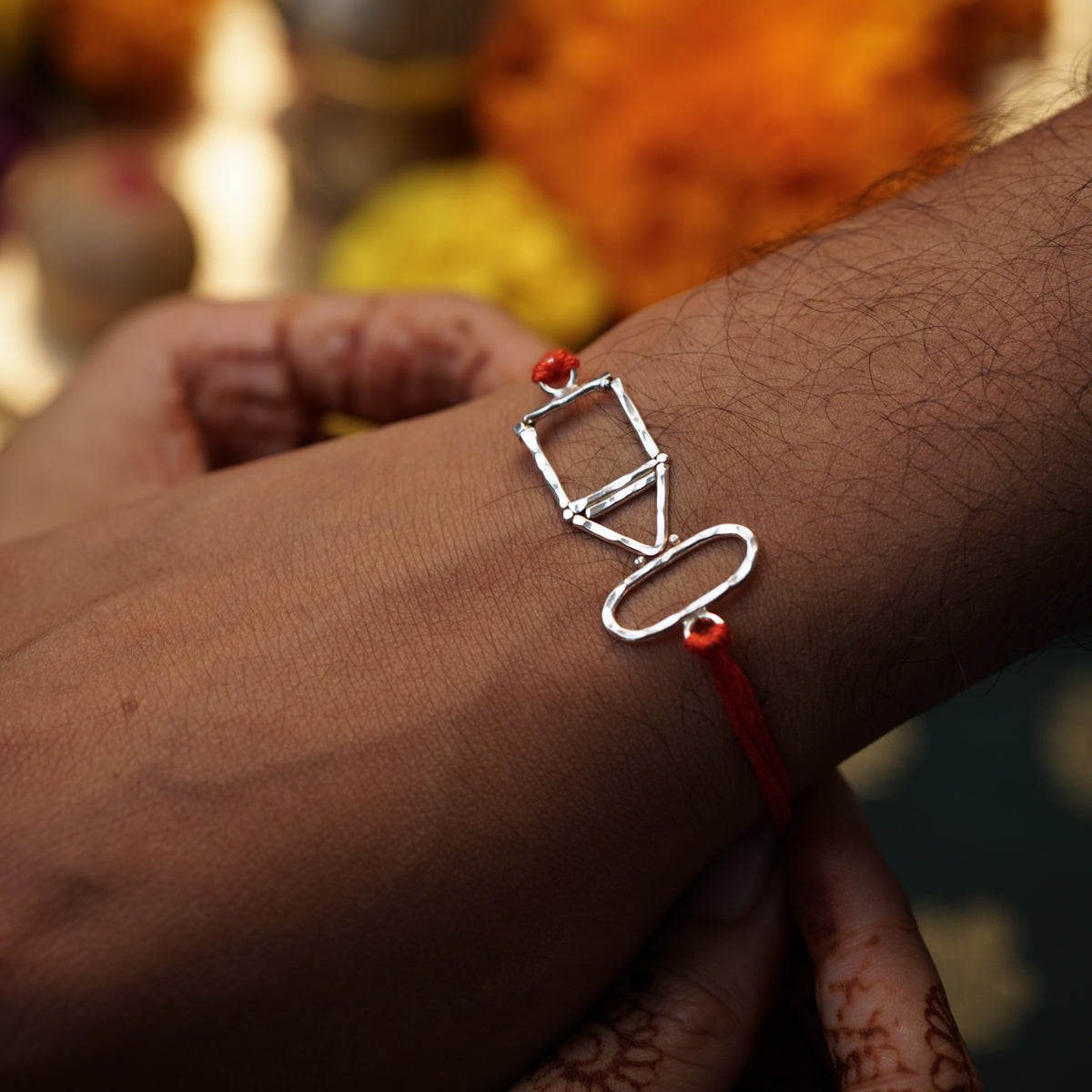 Silver Hammered Rakhi