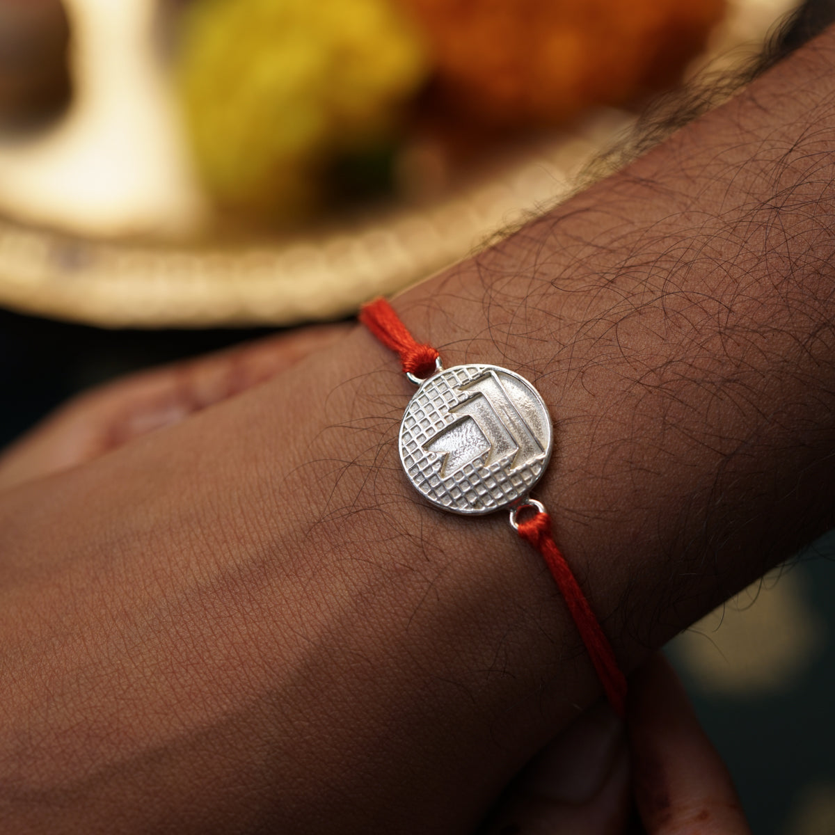 Silver Round Shape Rakhi