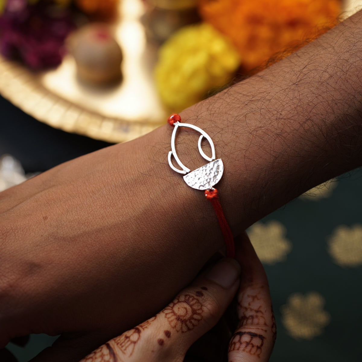 Silver Hammered Rakhi