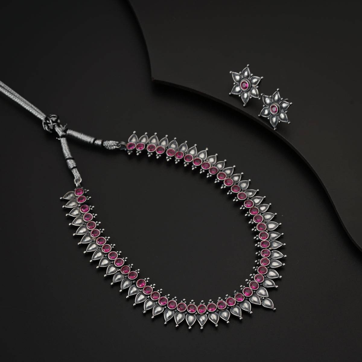 Silver Oxidized Parnika Set
