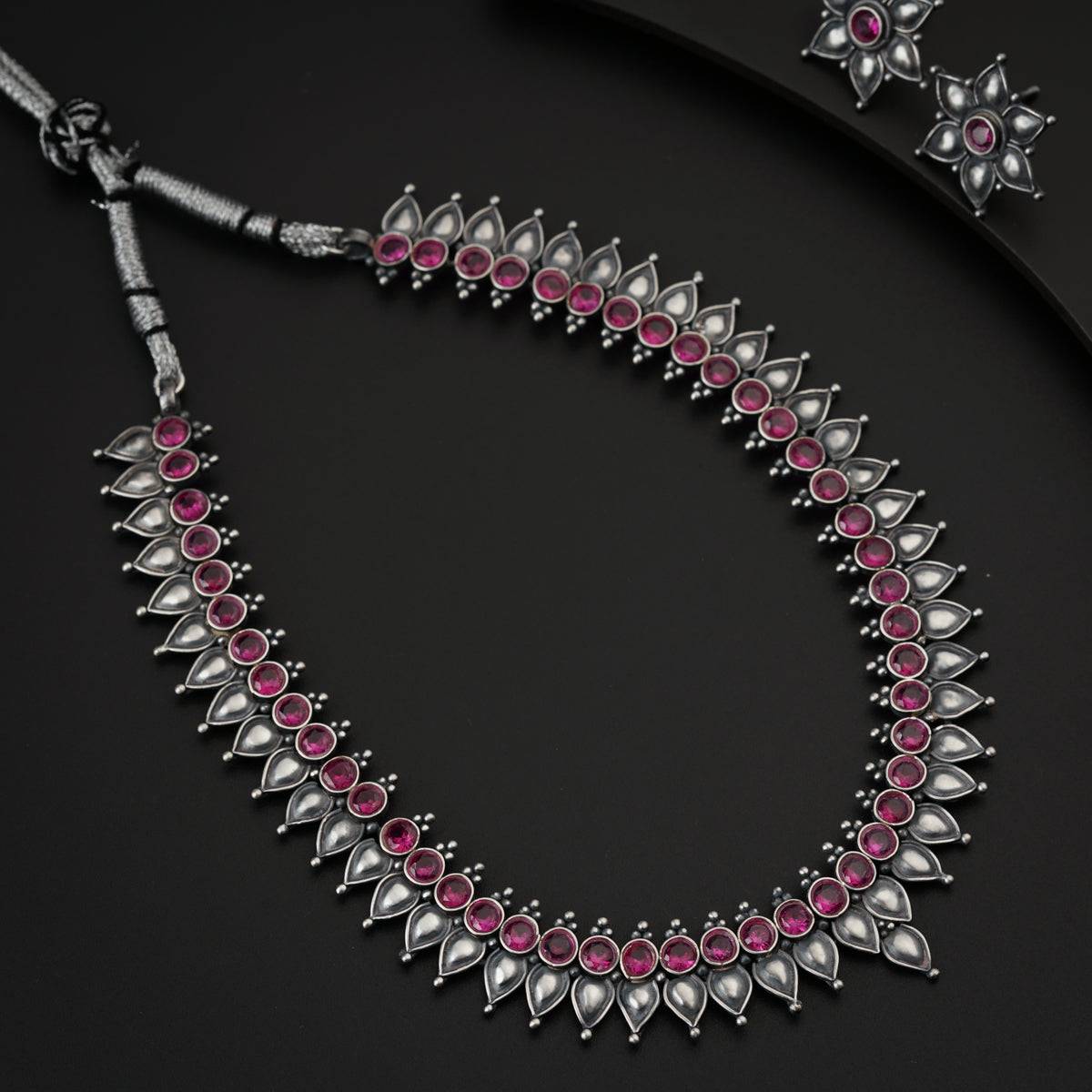 Silver Oxidized Parnika Set