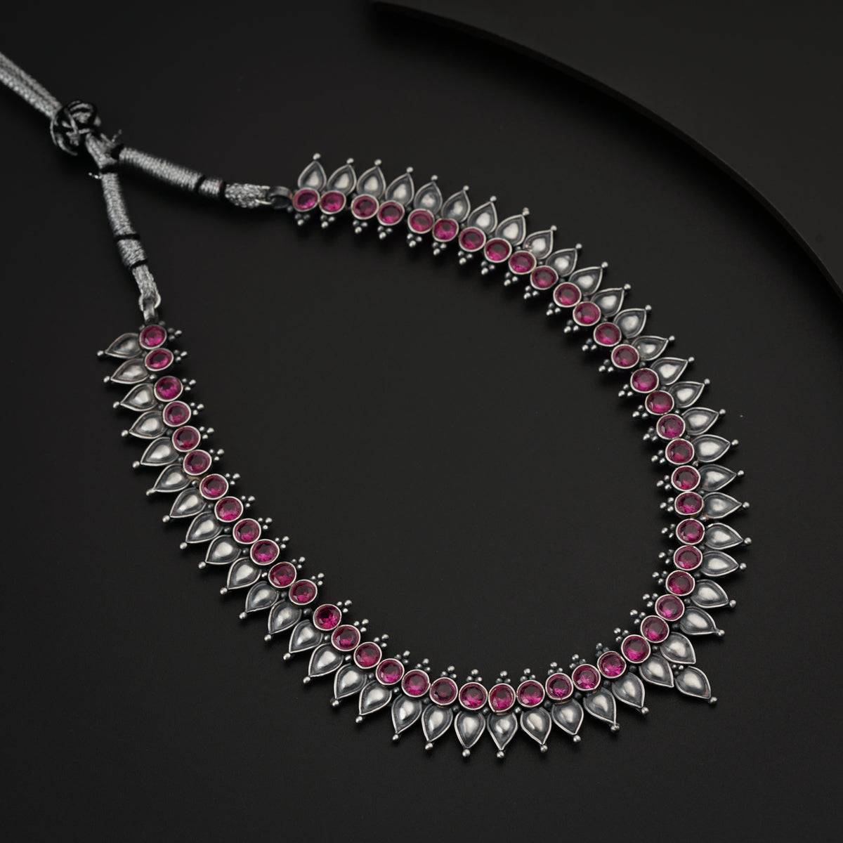 Silver Oxidized Parnika Set