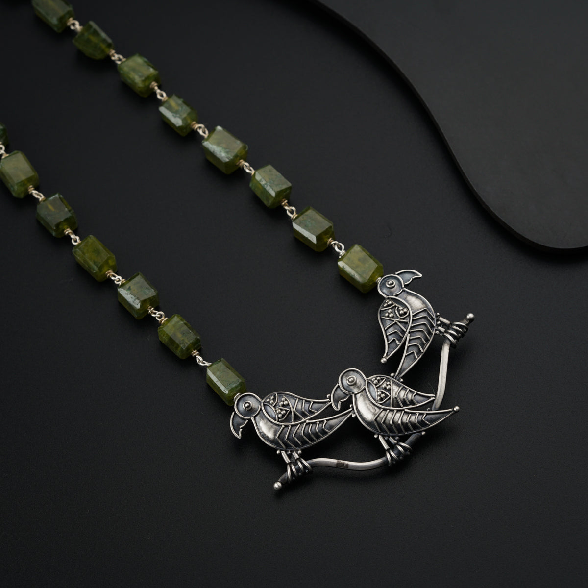 Silver Parrot Necklace with Vasonite stones