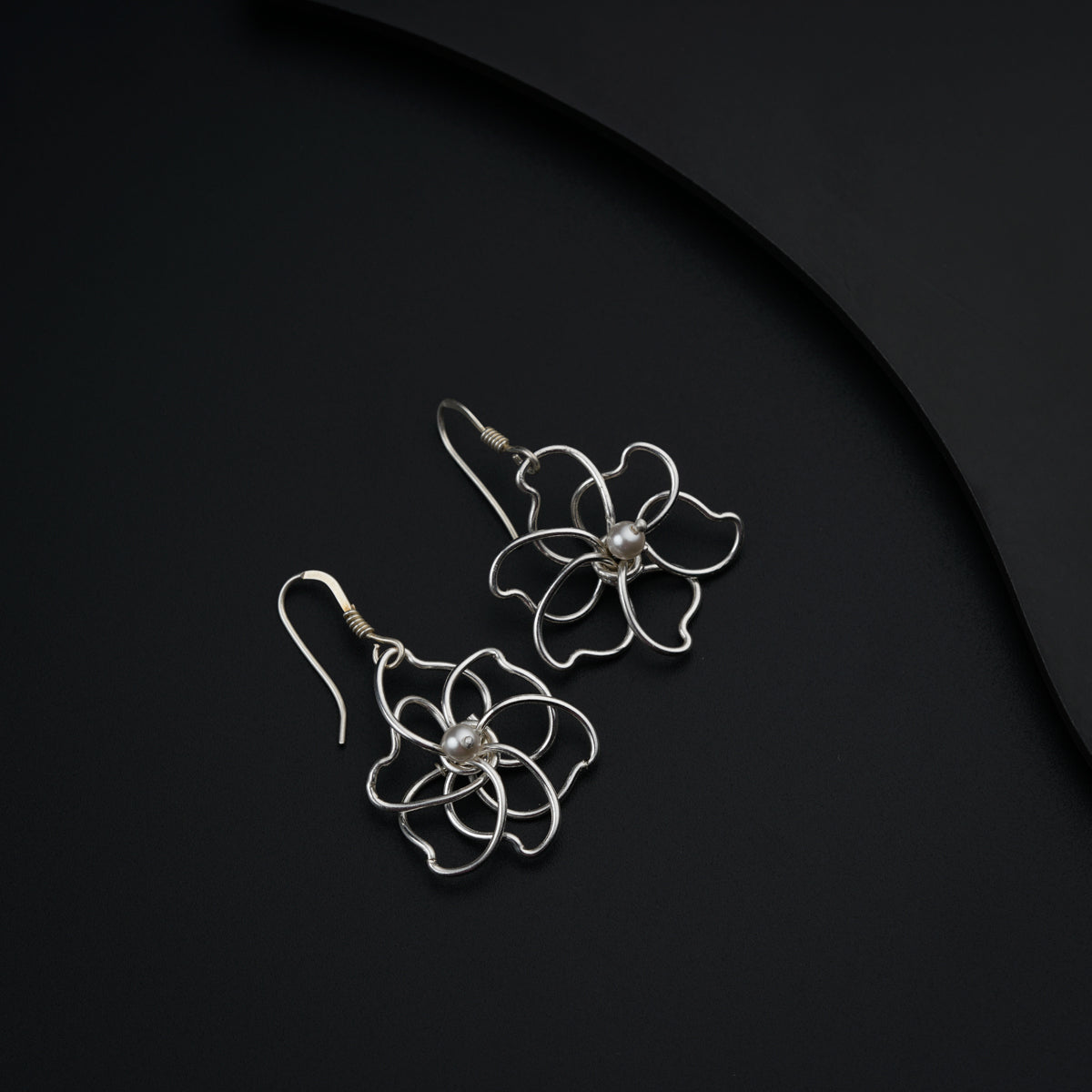 Handmade silver flower earring