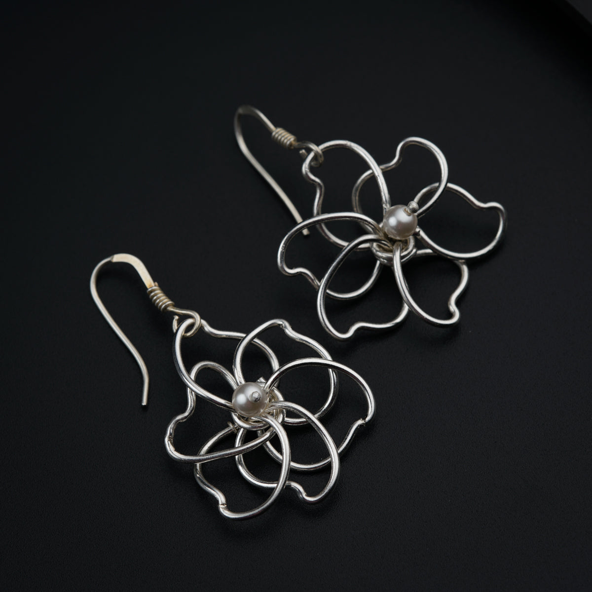 Handmade silver flower earring