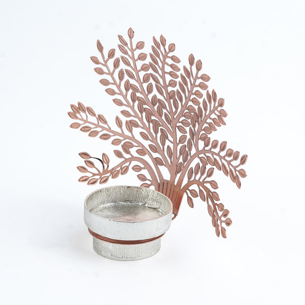 Silver Plated Metal Alloy Tree of Life Shadow Diya