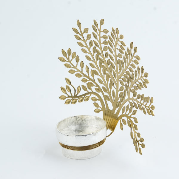 Silver Plated Metal Alloy Tree of Life Shadow Diya