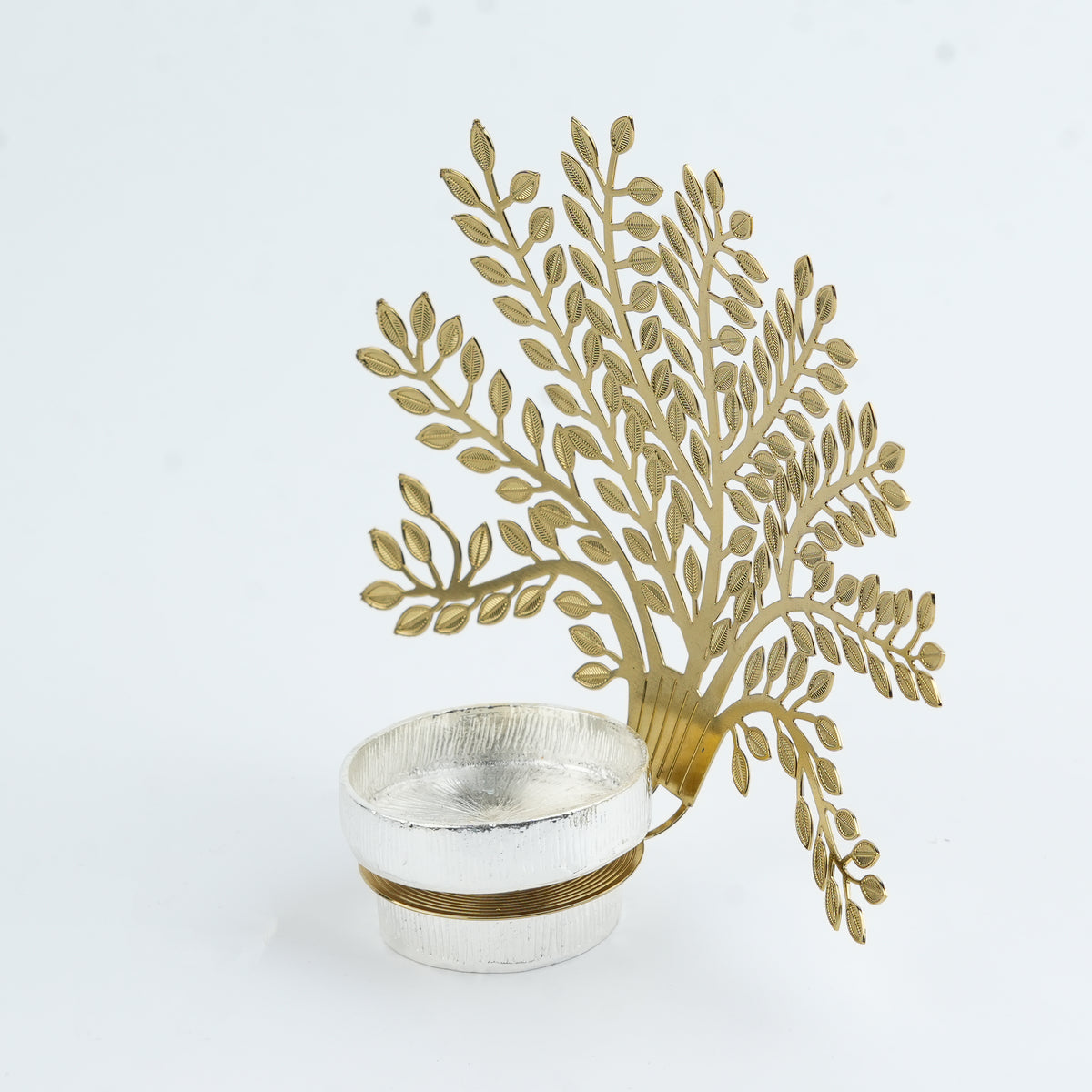 Silver Plated Metal Alloy Tree of Life Shadow Diya